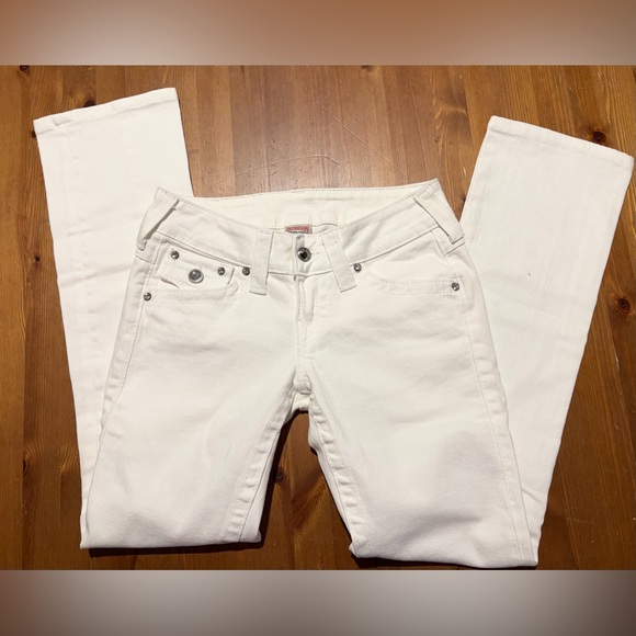 True Religion Denim - True Religion White Low-rise Flared Leg Jeans with Rhinestone Accents